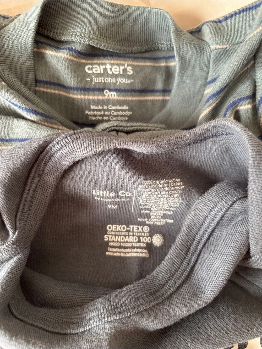 Carter's and Little Co. 'Little Brother' Footie Striped Pajama and Onesie 9M Set